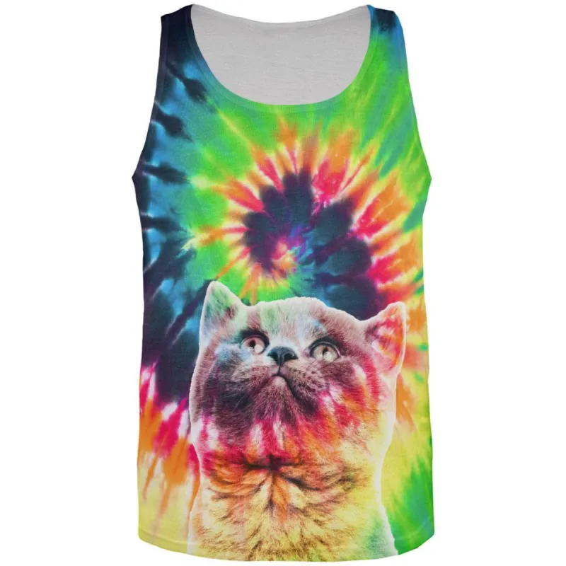Cat Tie Dye All Over Adult Tank Top sold by Old Glory