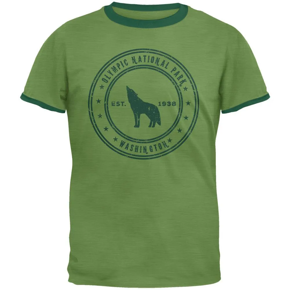 Olympic National Park Vintage Heather Green Men's Ringer T-Shirt sold by Old Glory