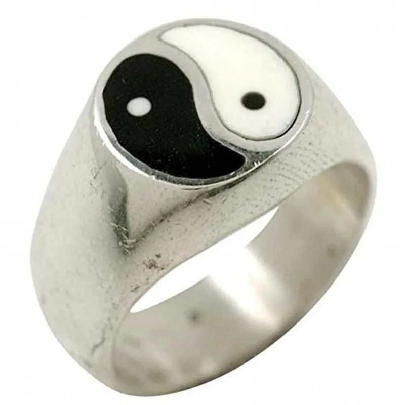 Inlayed Yin-Yang Silver Ring sold by Old Glory