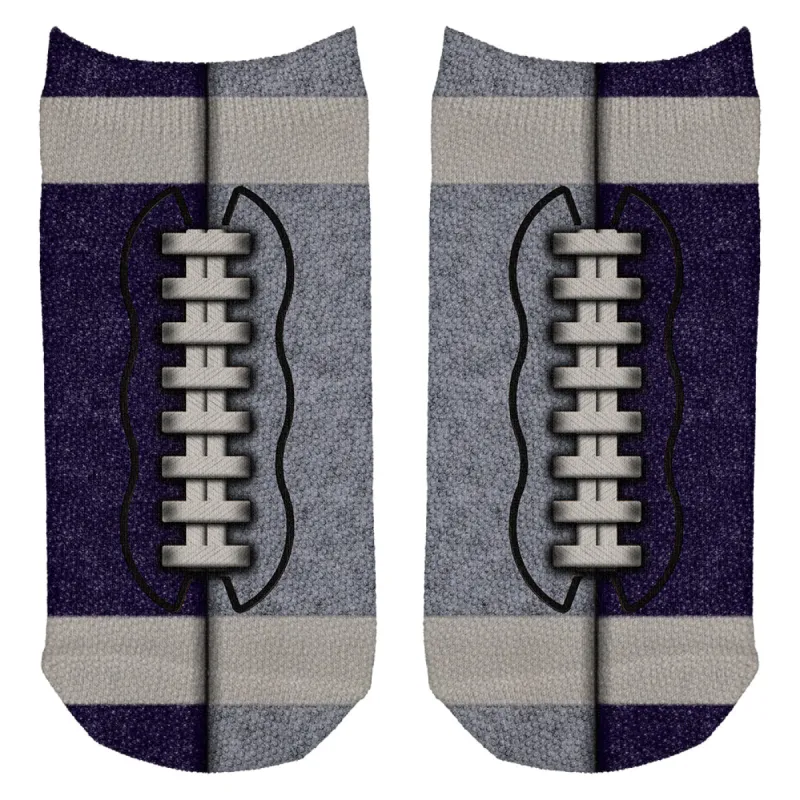 Fantasy Football Team Navy and Light Blue All Over Adult Ankle Socks sold by Old Glory