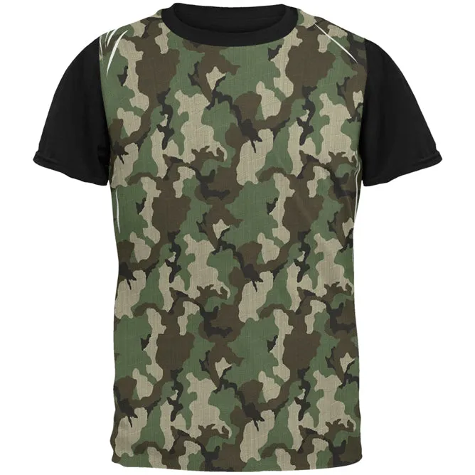 Green Woodland Camo All Over Mens Black Back T Shirt sold by Old Glory