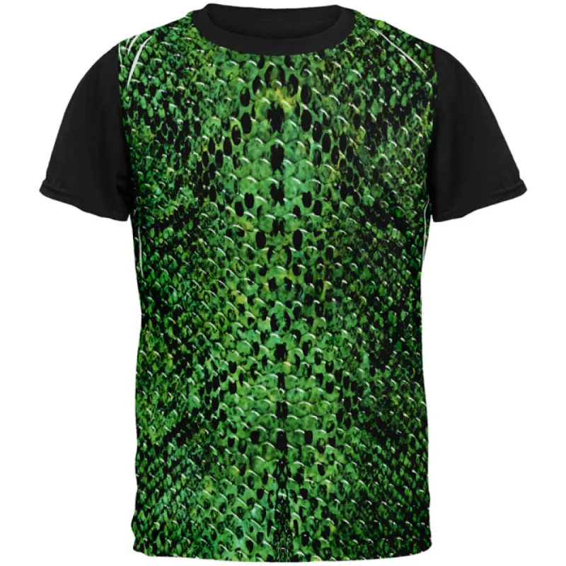 Halloween Green Snake Snakeskin Costume All Over Mens Black Back T Shirt sold by Old Glory