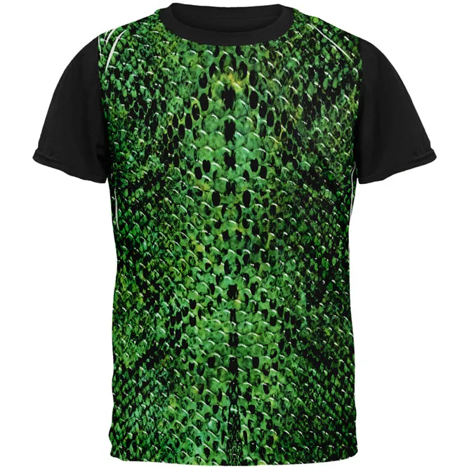 Halloween Green Snake Snakeskin Costume All Over Mens Black Back T Shirt sold by Old Glory