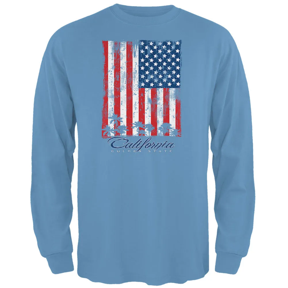 Flag Palm Trees California Golden State Mens Long Sleeve T Shirt sold by Old Glory