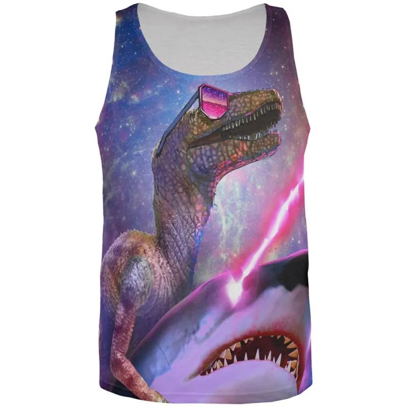 Velociraptor Laser Shark in Space All Over Mens Tank Top sold by Old Glory