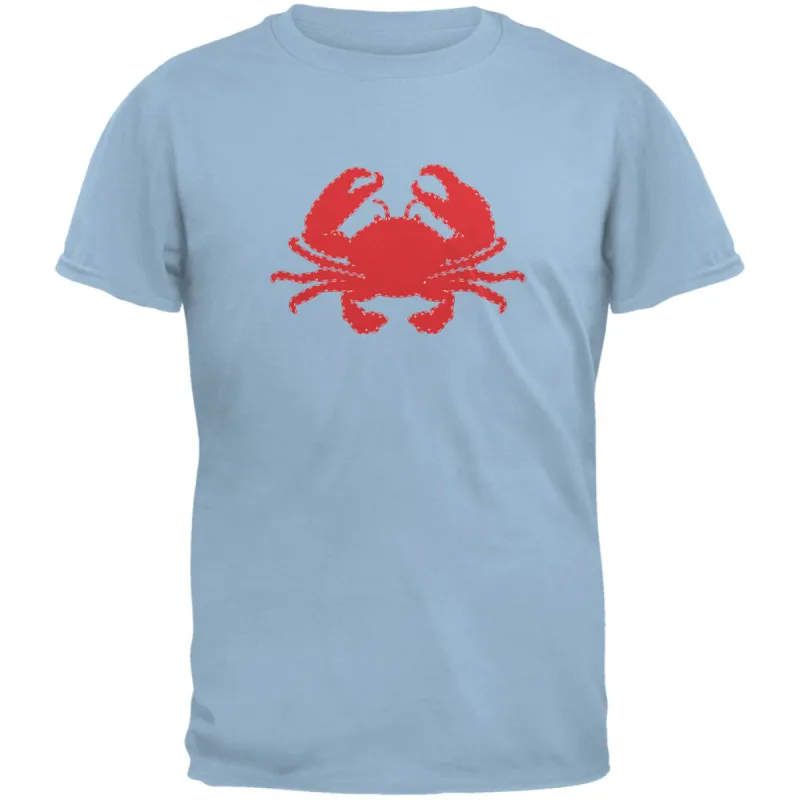 Summer - Crab Faux Stitched Light Blue Adult T-Shirt sold by Old Glory