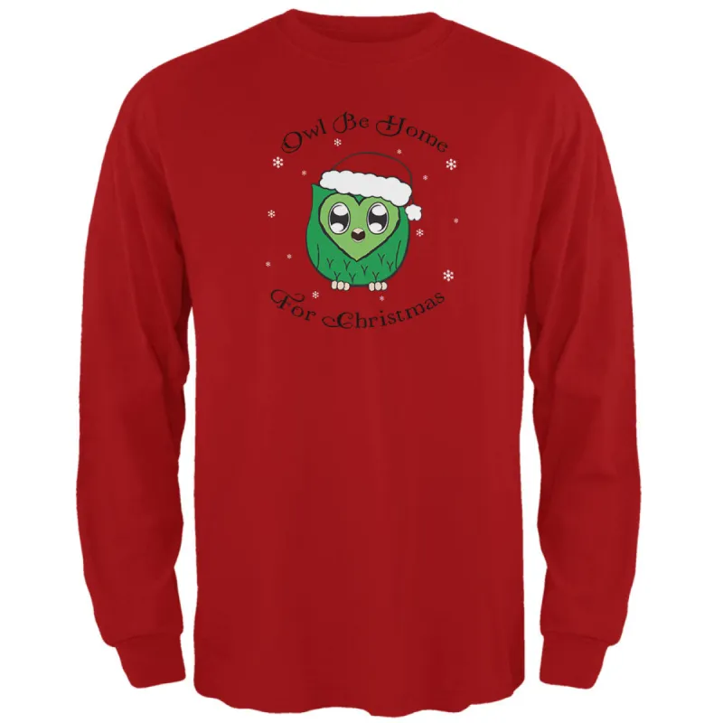 Owl I'll Be Home For Christmas Cute Funny Pun Mens Long Sleeve T Shirt sold by Old Glory