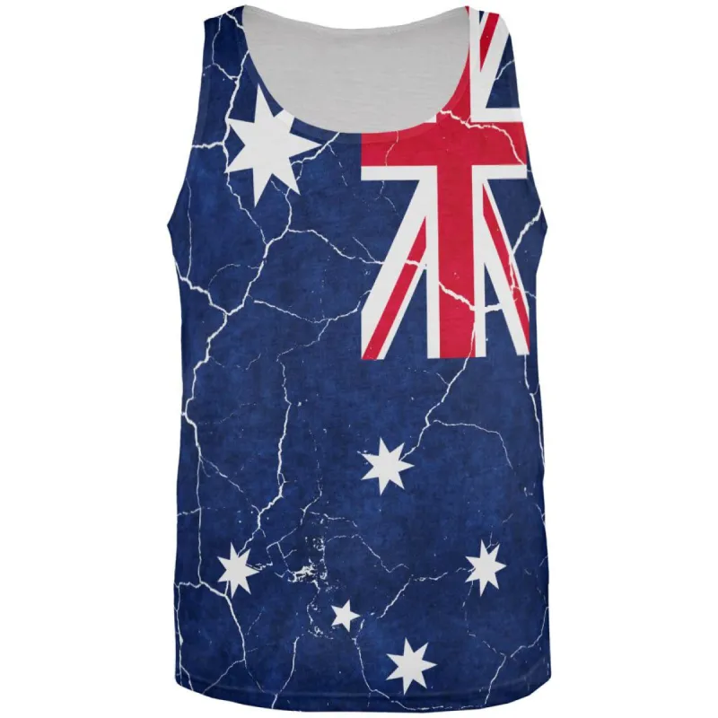 Distressed Australian Flag All Over Mens Tank Top sold by Old Glory