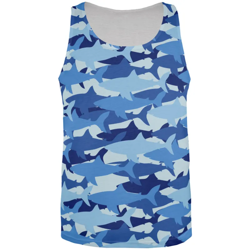 Great White Shark Camo All Over Mens Tank Top sold by Old Glory