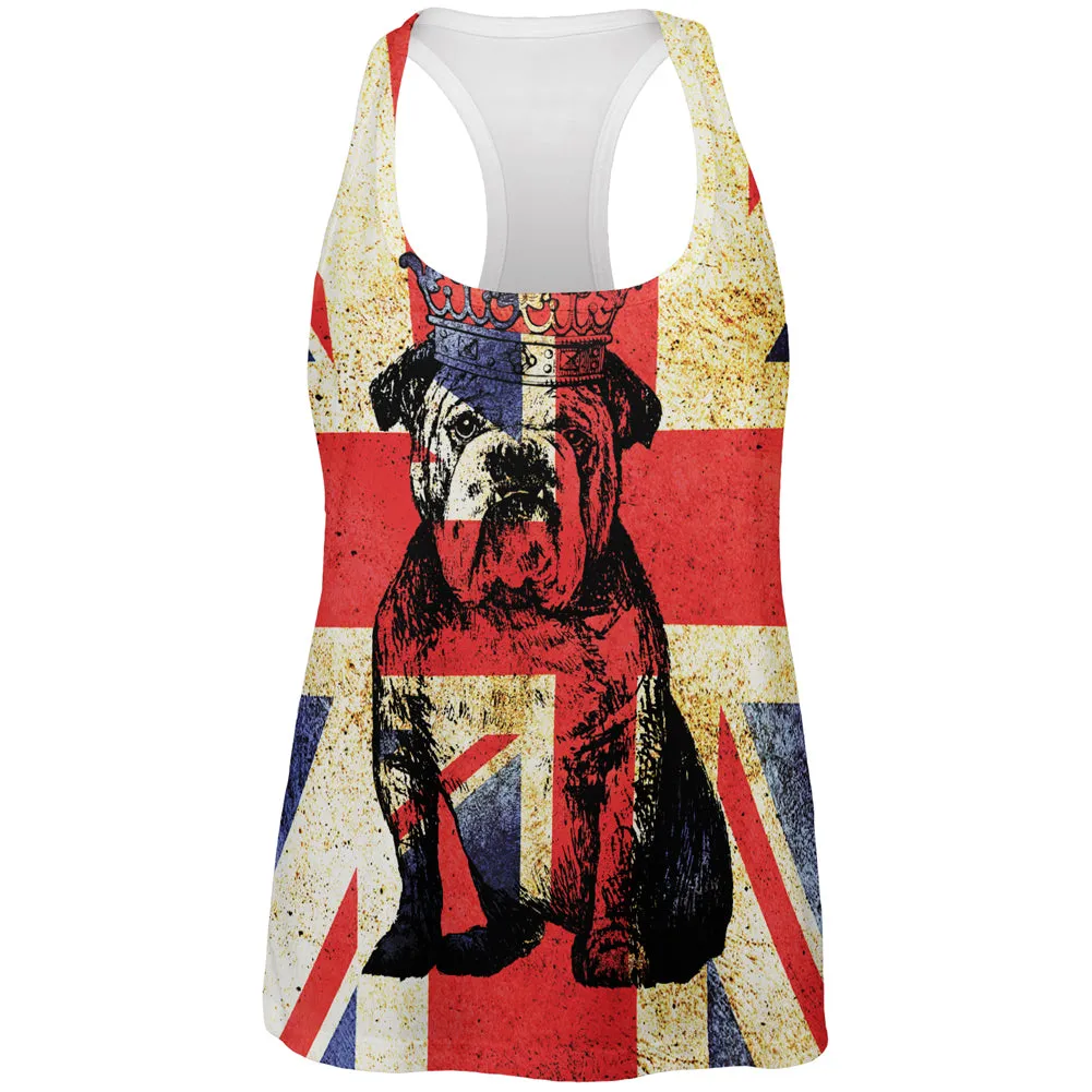 English British Bulldog Crown Grunge Flag All Over Womens Work Out Tank Top sold by Old Glory