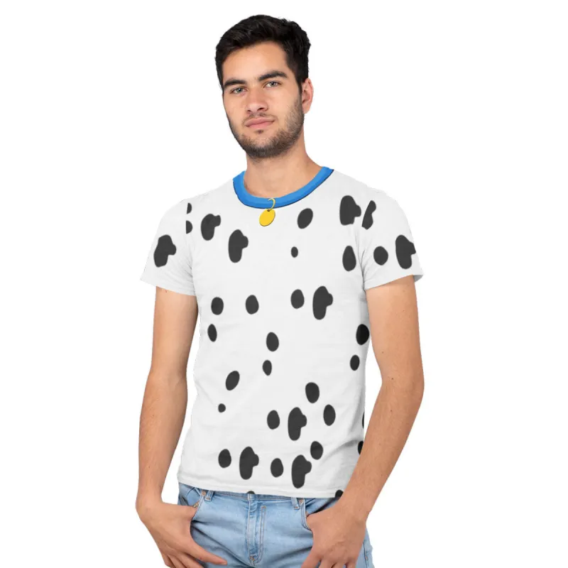 Halloween Costume Dog Dalmatian with Blue Collar Mens Sublimation T Shirt sold by Old Glory