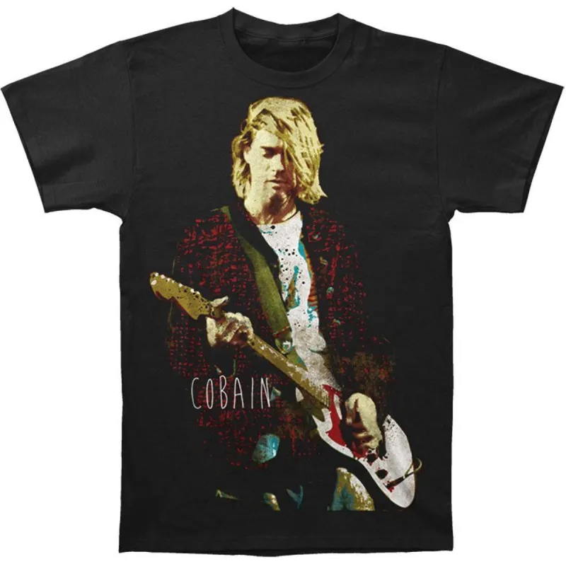 Kurt Cobain - Red Jacket Guitar Photo Adult T-Shirt sold by Old Glory