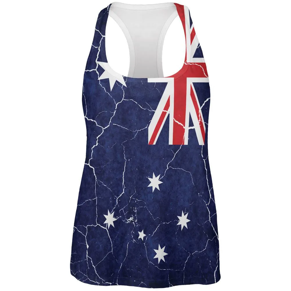 Distressed Australian Flag All Over Womens Work Out Tank Top sold by Old Glory