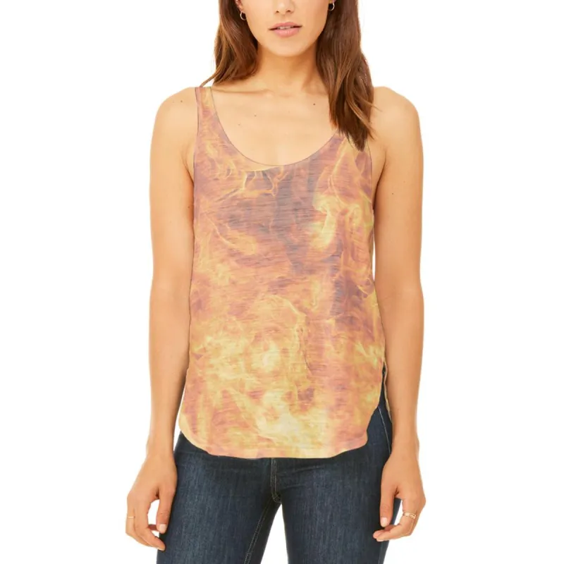 Flames Fire Juniors Flowy Side Slit Tank Top sold by Old Glory