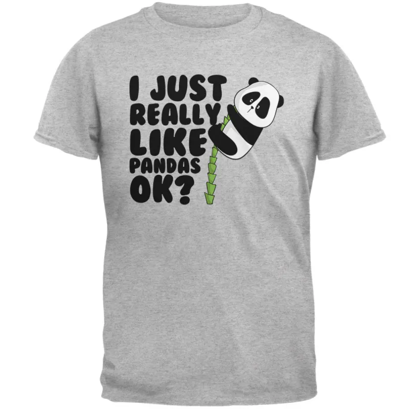 I Just Really Like Pandas Cute Mens T Shirt sold by Old Glory