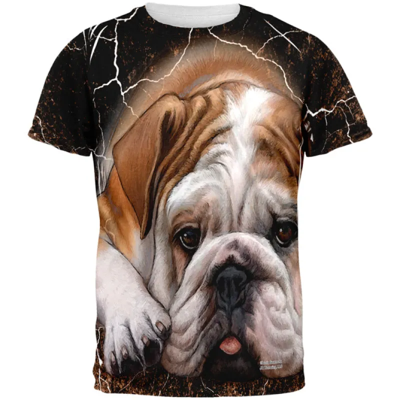 English Bulldog Live Forever All Over Adult T-Shirt sold by Old Glory