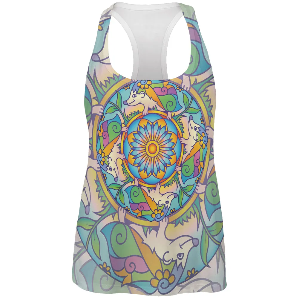 Mandala Trippy Stained Glass Hedgehog All Over Womens Work Out Tank Top sold by Old Glory