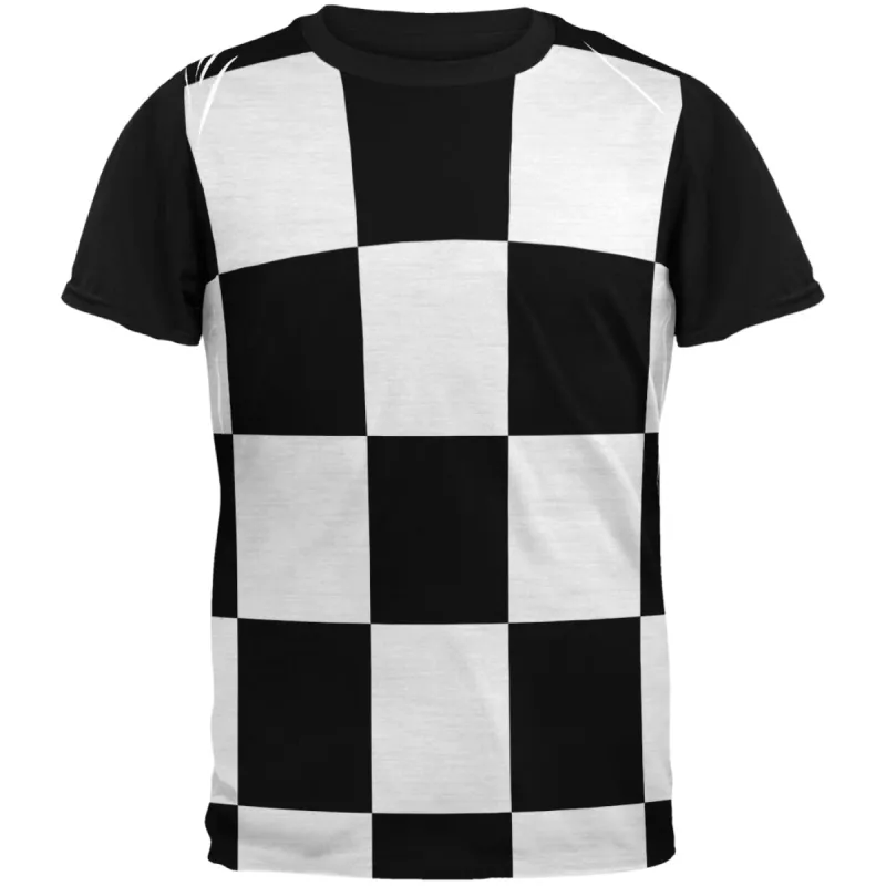 Finish Line Checkered Flag Adult Black Back T-Shirt sold by Old Glory