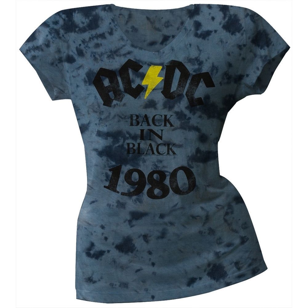 AC/DC - Back In Black Juniors V-Neck Tie Dye T-Shirt sold by Old Glory