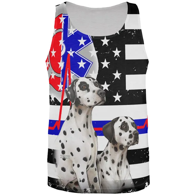 Firefighter EMT Dalmatian Live Forever Thin Red Line Flag All Over Mens Tank Top sold by Old Glory