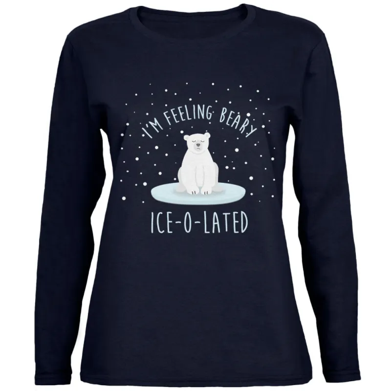 Winter Feeling Very Iceolated Isolated Polar Bear Pun Womens Long Sleeve T Shirt sold by Old Glory