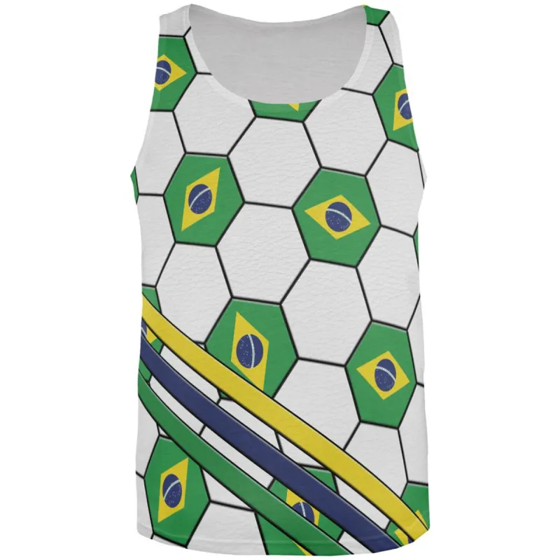 World Cup Brazil Soccer Ball All Over Mens Tank Top sold by Old Glory