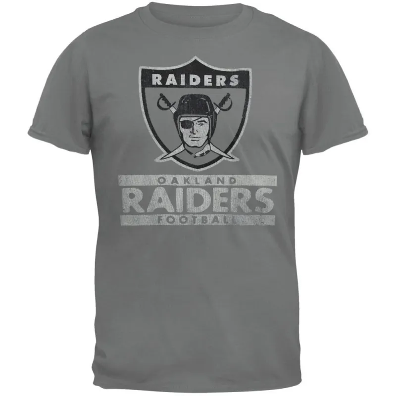 Oakland Raiders - Flanker Grey Premium Adult T-Shirt sold by Old Glory