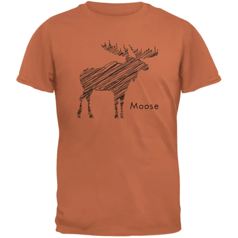 Moose Scribble Drawing Texas Orange Adult T-Shirt sold by Old Glory