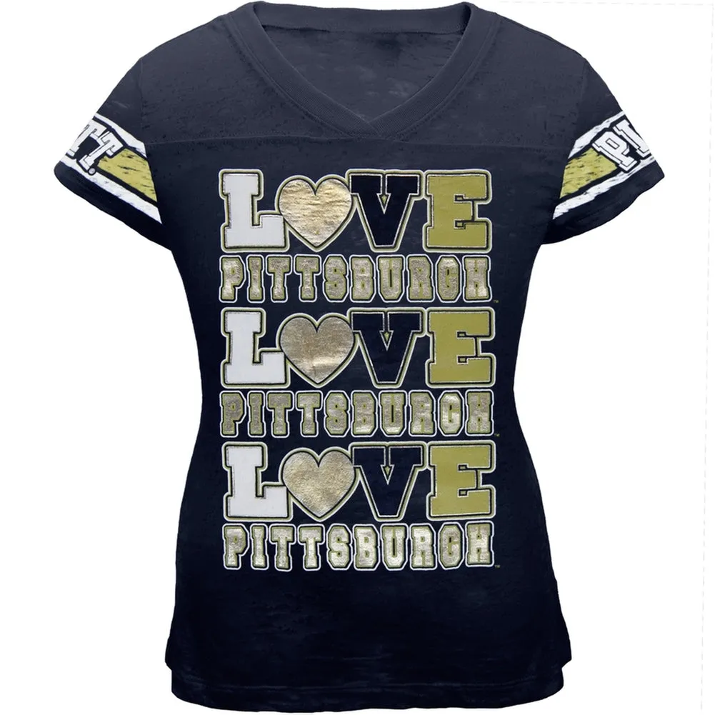 Pittsburgh Panthers - Foil Love Girls Juvy Burnout T-Shirt sold by Old Glory