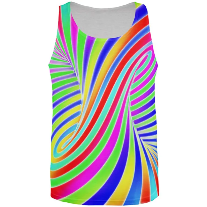 Rainbow Trippy Swirl All Over Mens Tank Top sold by Old Glory