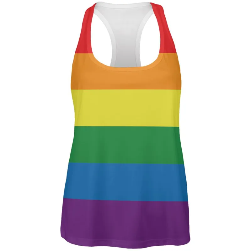 Rainbow Gay Pride Flag All Over Womens Work Out Tank Top sold by Old Glory