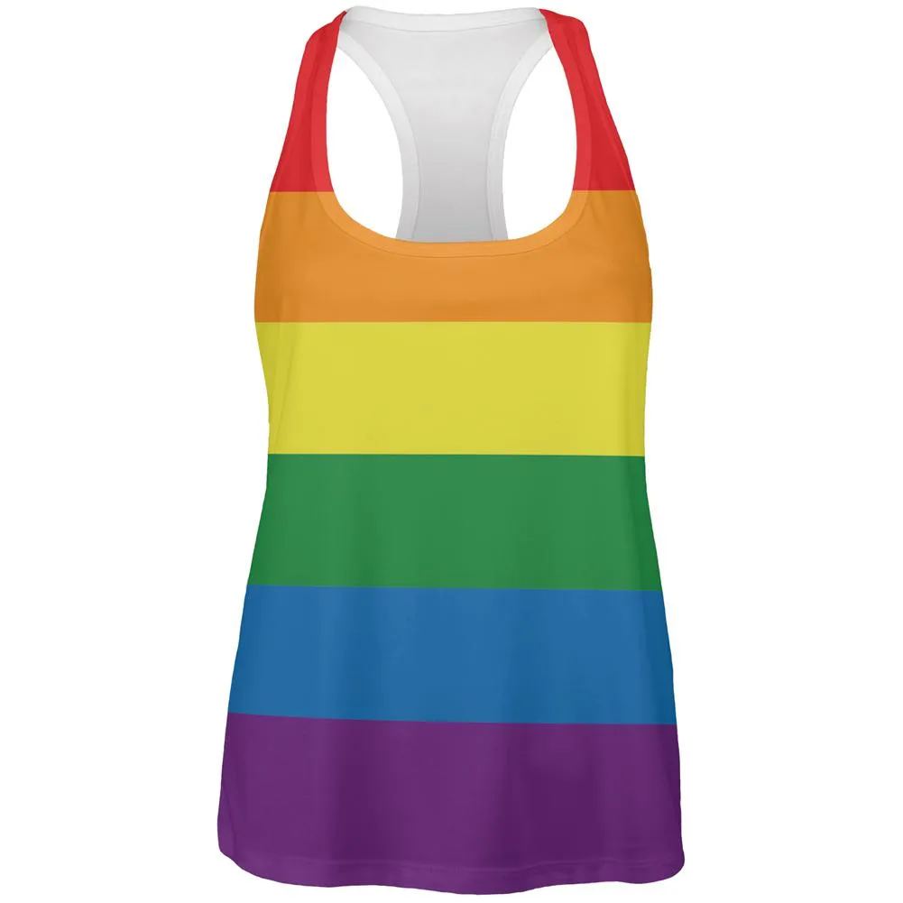 Rainbow Gay Pride Flag All Over Womens Work Out Tank Top sold by Old Glory