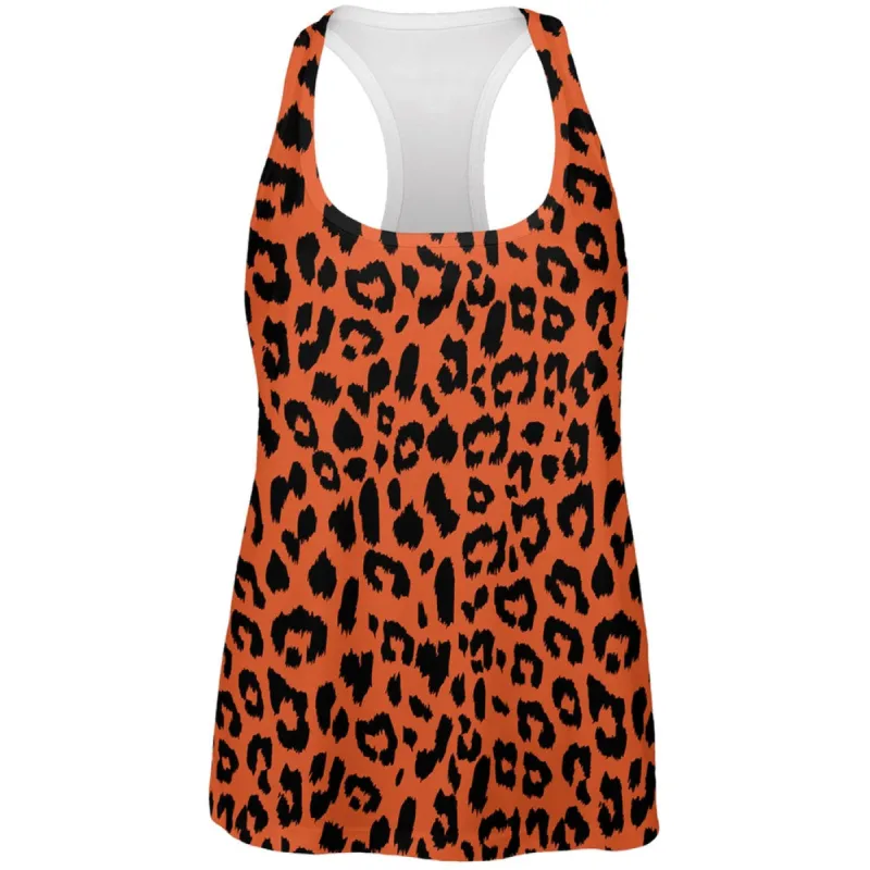 Orange Cheetah Print All Over Womens Work Out Tank Top sold by Old Glory