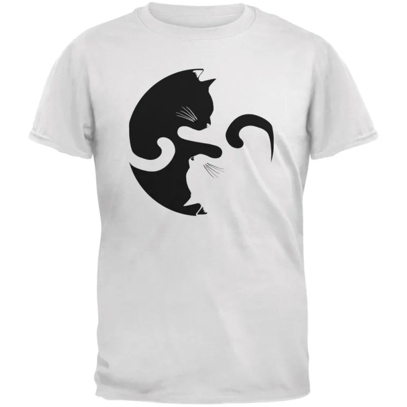 Yin Yang Cat White Adult T-Shirt sold by Old Glory
