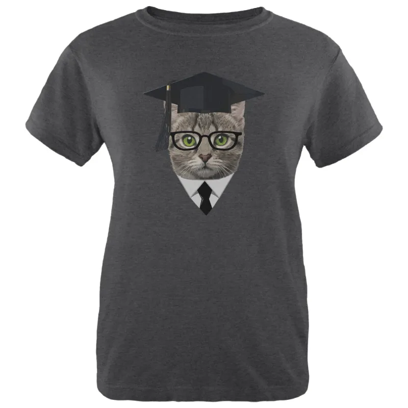 Graduation Funny Cat Womens Soft Heather T Shirt sold by Old Glory