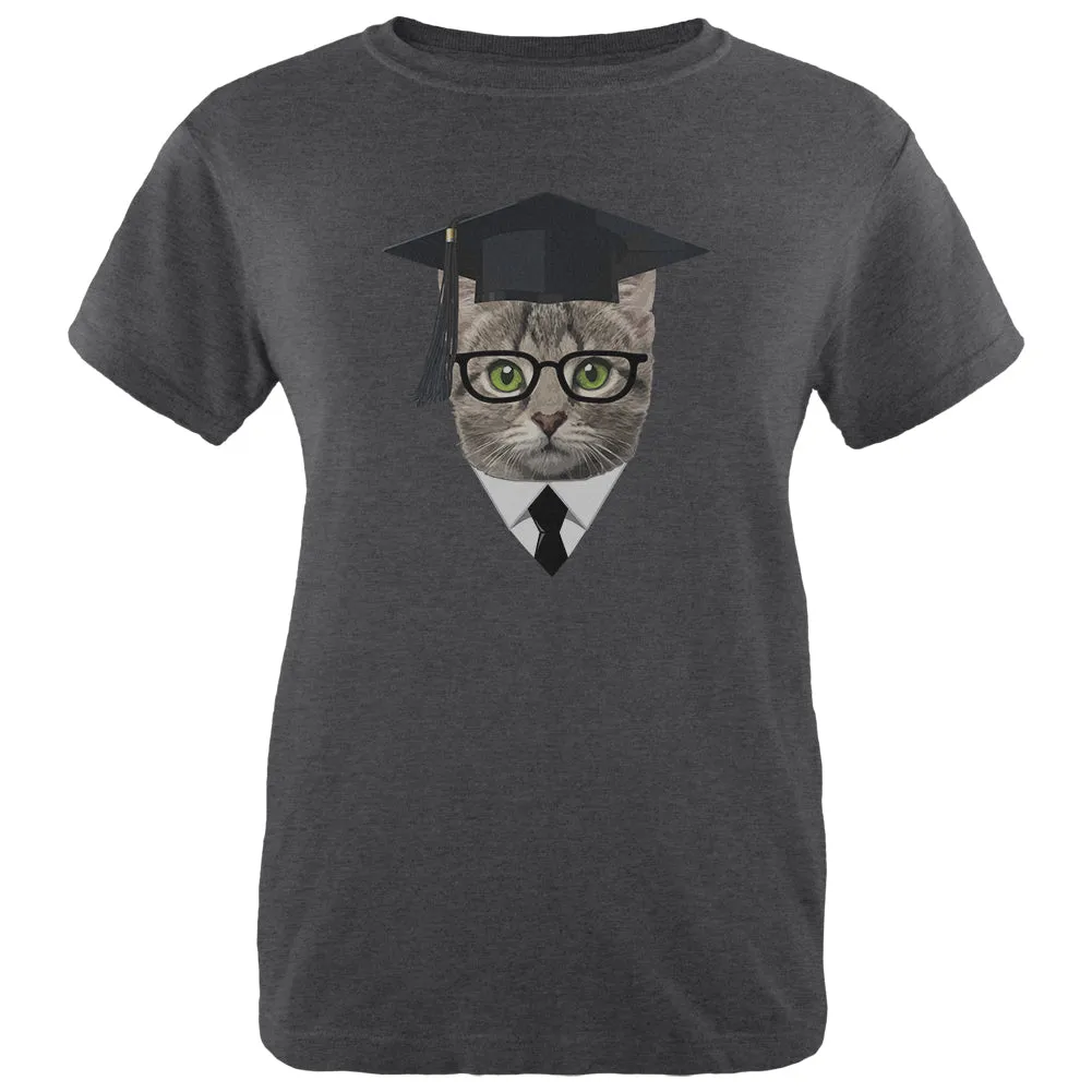 Graduation Funny Cat Womens Soft Heather T Shirt sold by Old Glory
