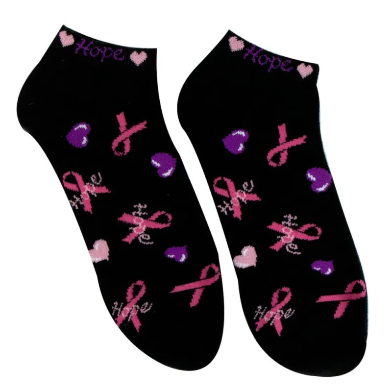 Hope Ribbon Black Ankle Socks made by Old Glory