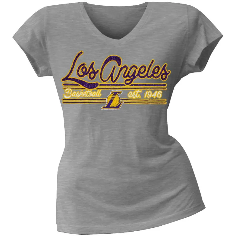 Los Angeles Lakers - Center Juniors V-Neck T-Shirt sold by Old Glory