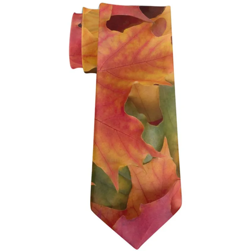 Autumn Fall Color Leaves All Over Neck Tie sold by Old Glory