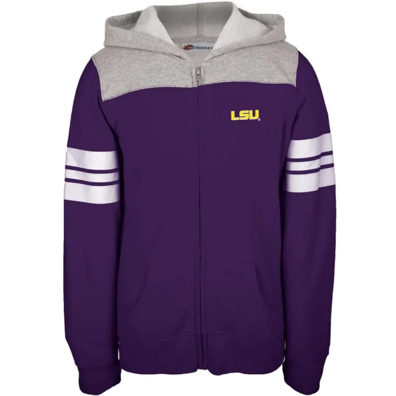 LSU Tigers - Game Day Sports Stripes Girls Youth Zip Hoodie sold by Old Glory