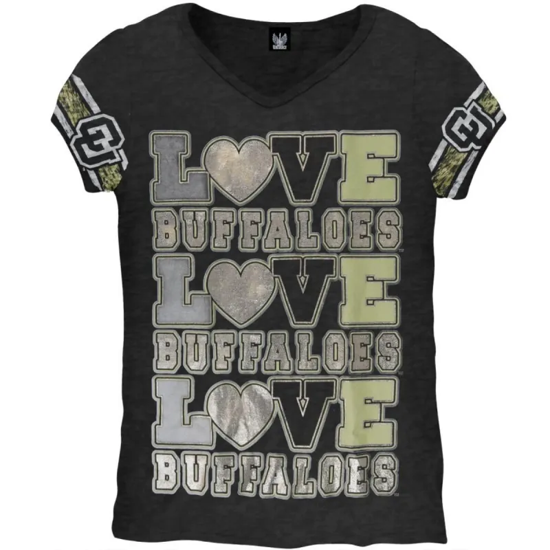 Colorado Buffaloes - Foil Love Girls Youth Burnout T-Shirt sold by Old Glory