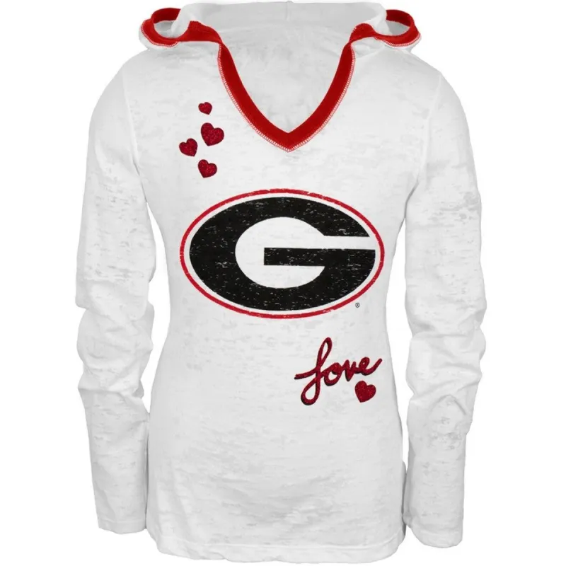 Georgia Bulldogs - Girls Youth Burnout Hooded Long Sleeve T-Shirt sold by Old Glory