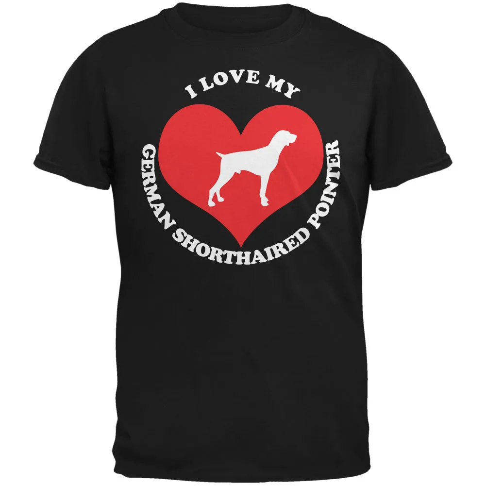Valentines I Love My German Shorthaired Pointer Black Adult T-Shirt sold by Old Glory