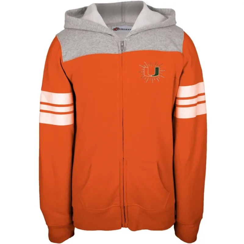 Miami Hurricanes - Rhinestone Rays Logo Girls Youth Zip Hoodie sold by Old Glory
