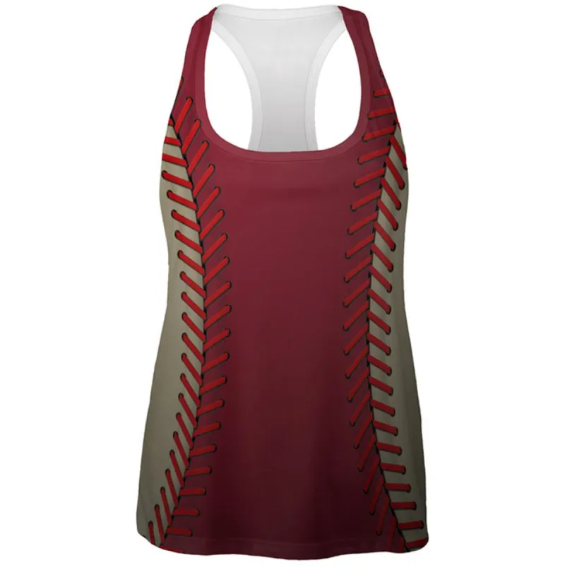Baseball League Red and Sand All Over Womens Work Out Tank Top sold by Old Glory