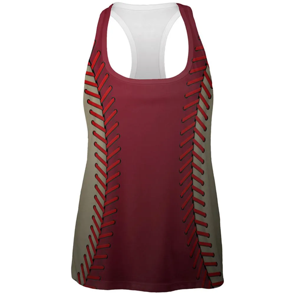 Baseball League Red and Sand All Over Womens Work Out Tank Top sold by Old Glory