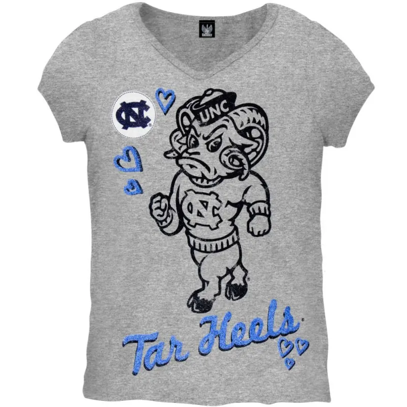 North Carolina Tar Heels - Glitter Heart Girls Juvy T-Shirt sold by Old Glory