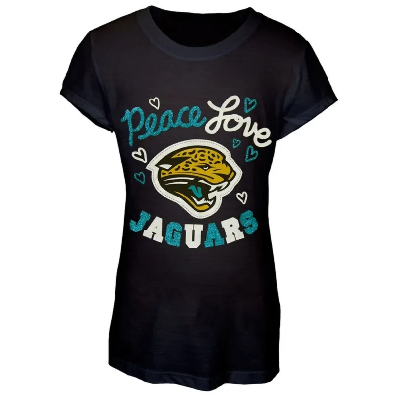 Jacksonville Jaguars - Peace Love Girls Youth T-Shirt sold by Old Glory