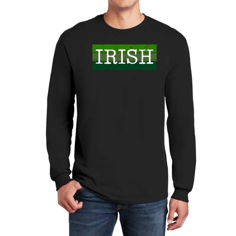 St Patricks Day Distressed Irish Typeset Mens Long Sleeve T Shirt sold by Old Glory