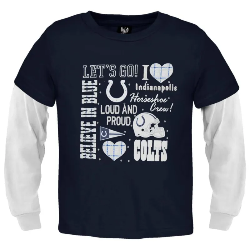 Indianapolis Colts - Spirit Girls Juvy 2fer Long Sleeve T-Shirt sold by Old Glory